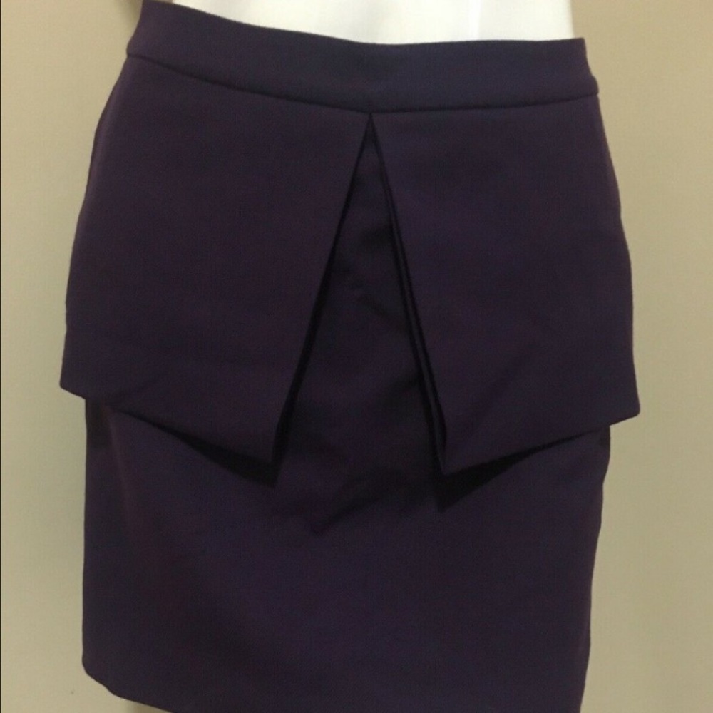 KATE SPADE SATURDAY PURPLE MINI SKIRT DEEP PLUM s Peplum flare Sz 0 texture NWT - Picture 9 of 16